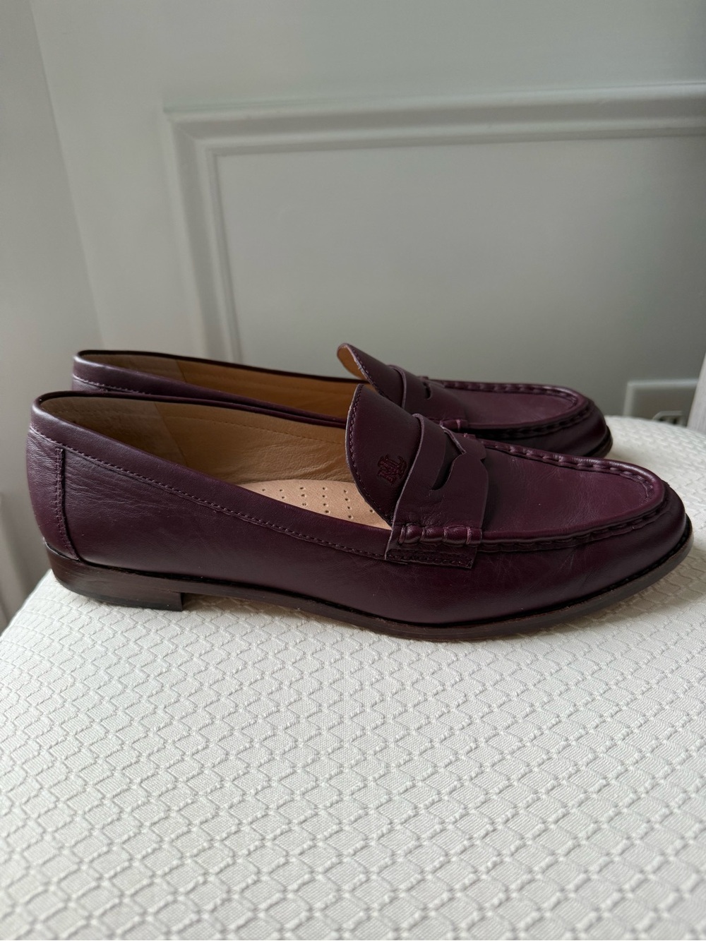Lauren Ralph Lauren Wynnie Women’s Penny Loafers in Deep Wine Leather Size 11B - Picture 3 of 10